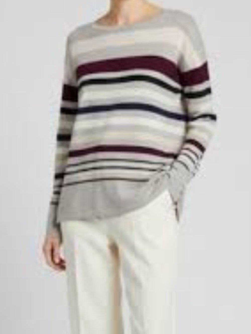Vince Striped Merino Wool Blend Crewneck Sweater - Size Large